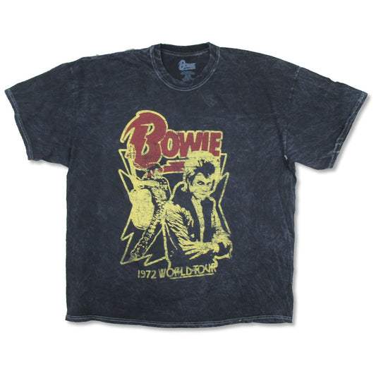 David Bowie 1972 Tour Distressed Tee (Black Stonewash) Vintage T-shirt Front