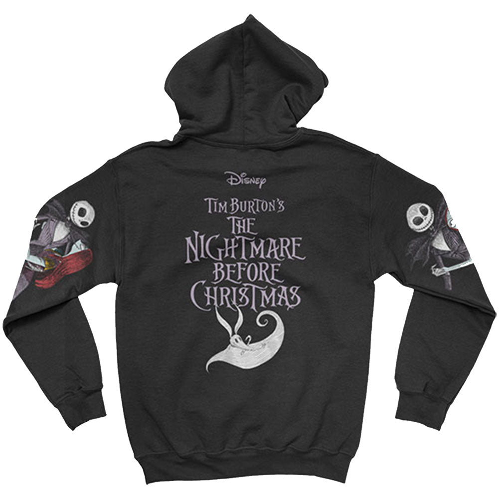 Disney The Nightmare Before Christmas Jack & Sally Dancing (Back & Sleeve Print) Hooded Sweatshirt Back