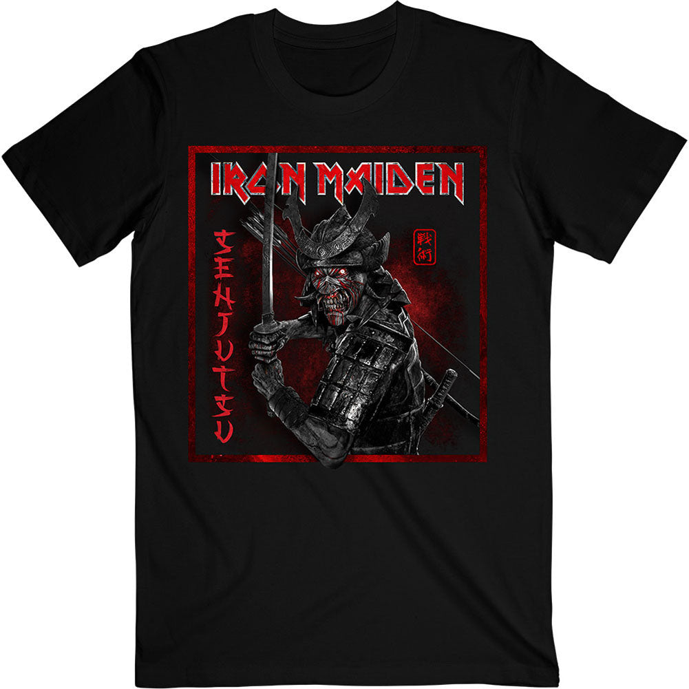 Iron Maiden Senjutsu Cover Distressed Red Slim Fit T-shirt Front