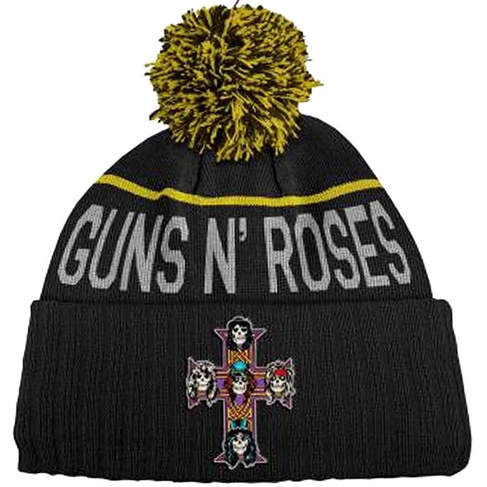 Guns N Roses Cross Bobble Beanie Hat Beanie Front