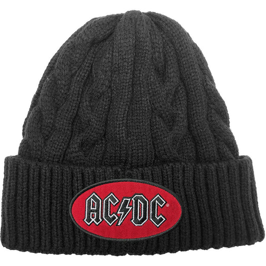 AC/DC Oval Logo (Cable-Knit) Beanie Front