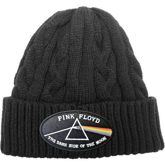 Pink Floyd The Dark Side of the Moon Black Border (Cable Knit) Beanie Front