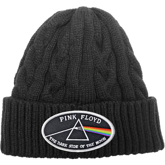 Pink Floyd The Dark Side of the Moon White Border (Cable Knit) Beanie Front