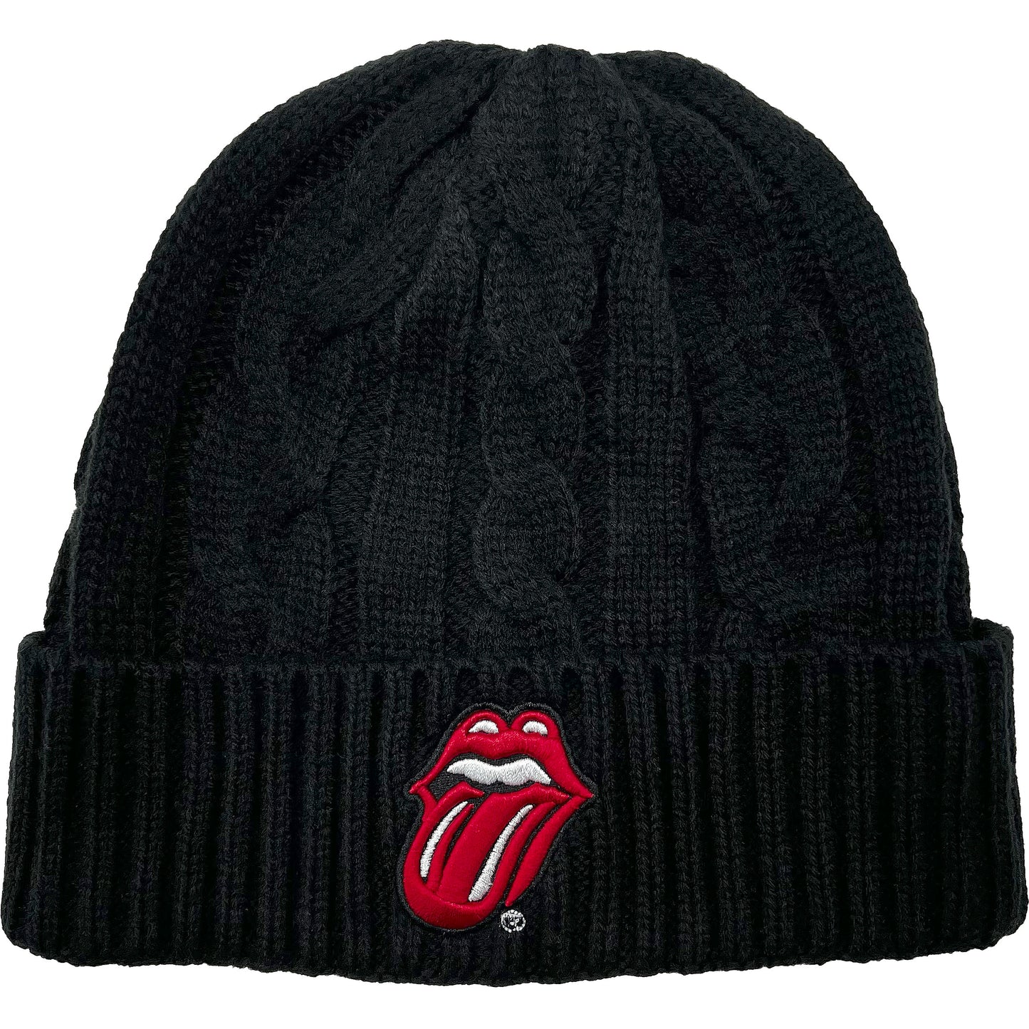 Rolling Stones Classic Tongue (Cable Knit) Beanie Front