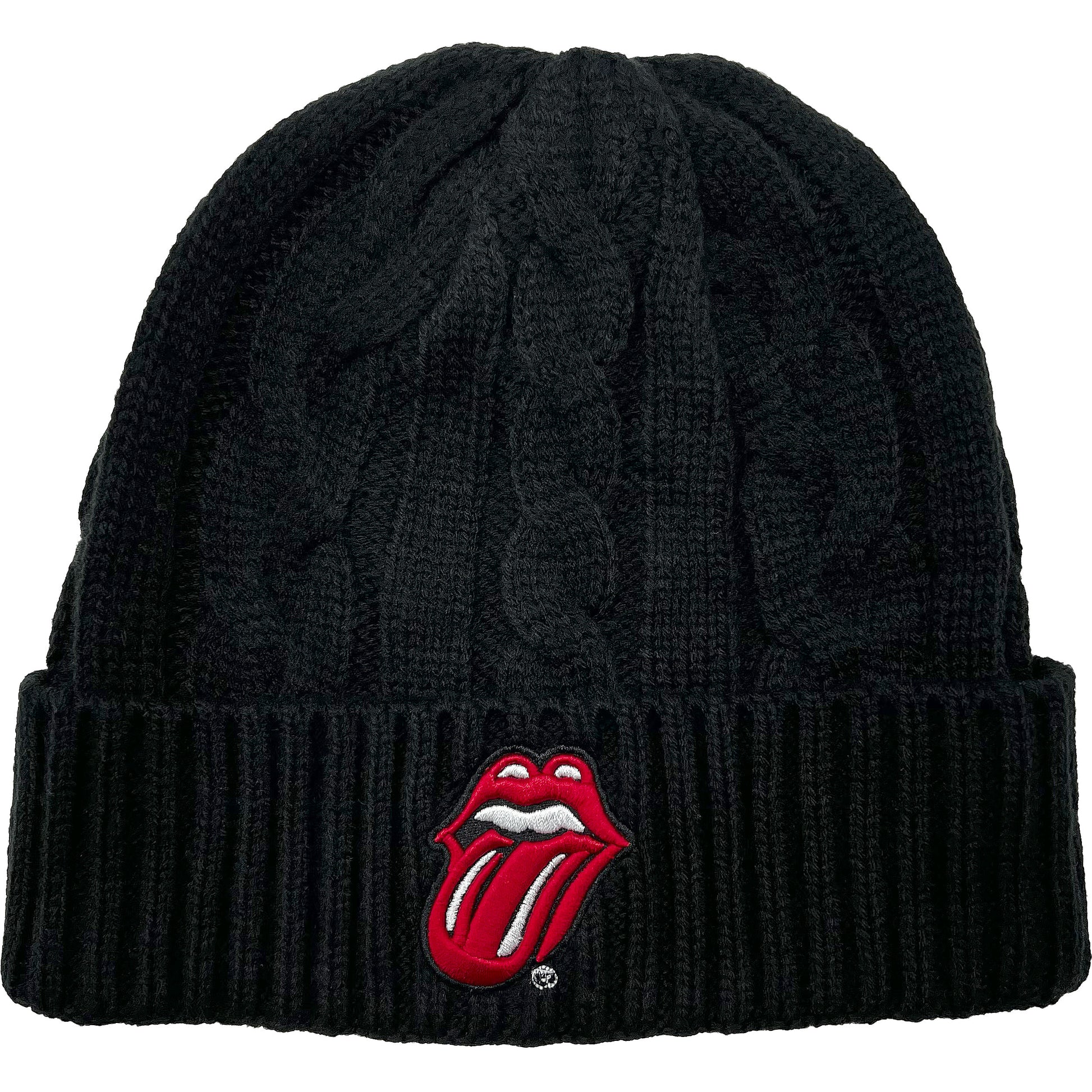 Rolling Stones Classic Tongue (Cable Knit) Beanie Front
