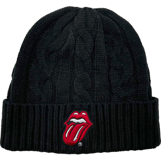 Rolling Stones Classic Tongue (Cable Knit) Beanie Front