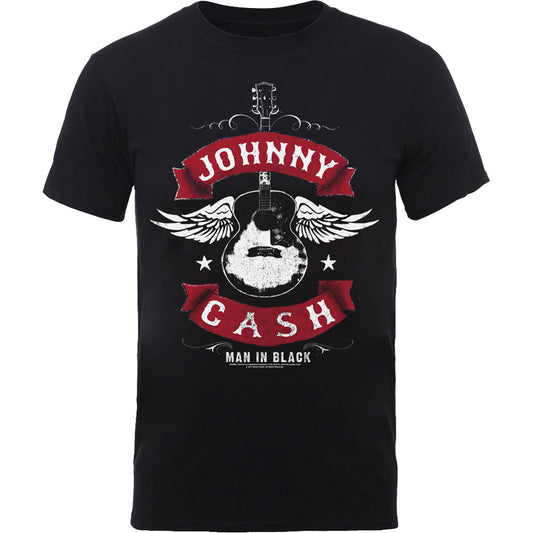 Johnny Cash Winged Guitar Slim Fit T-shirt Front