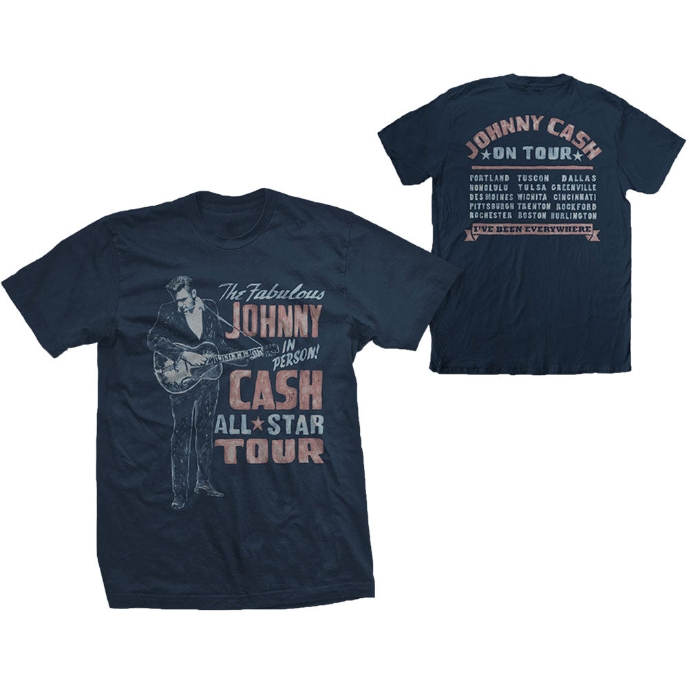 Johnny Cash All Star Tour (Back Print) Slim Fit T-shirt Front