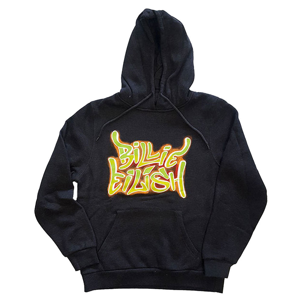 Billie Eilish Airbrush Flames Blohsh (Back Print) Hooded Sweatshirt Front