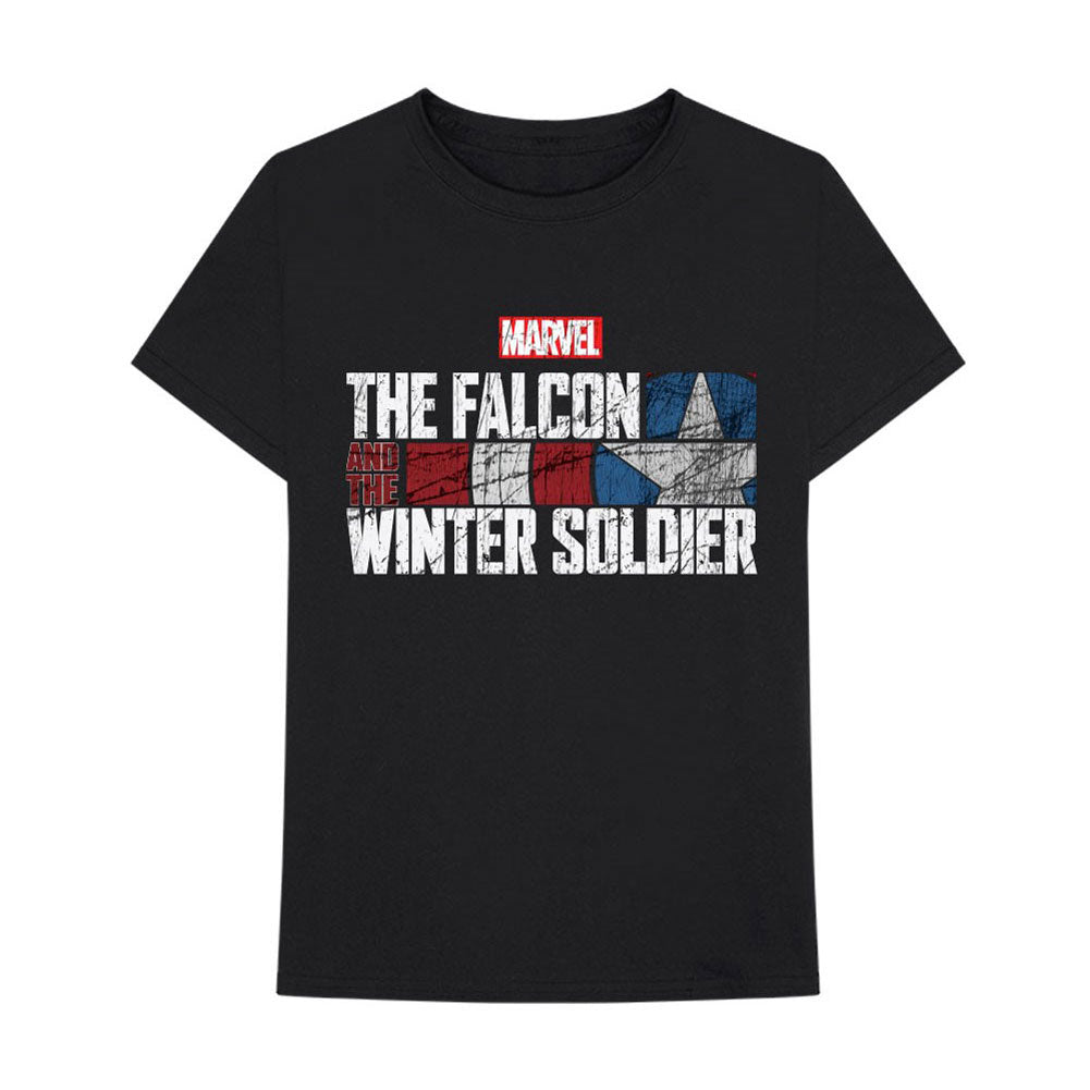 Marvel Comics Falcon & Winter Soldier Text Logo Slim Fit T-shirt Front