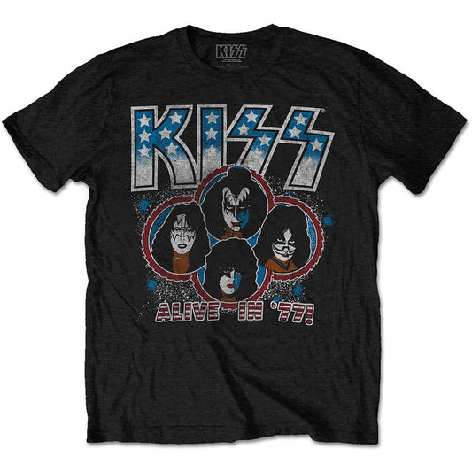 KISS Alive In '77 Slim Fit T-shirt Front