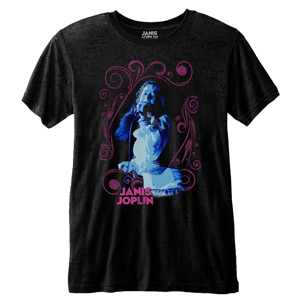 Janis Joplin Floral Frame Slim Fit T-shirt Front