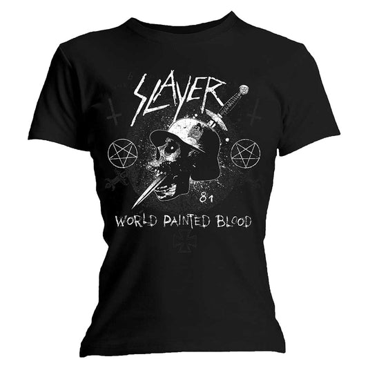 Slayer Dagger Skull Ladies T-Shirt Junior Top Front