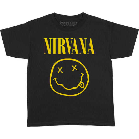 Nirvana Yellow Smiley Toddler T-Shirt Childrens T-shirt Front