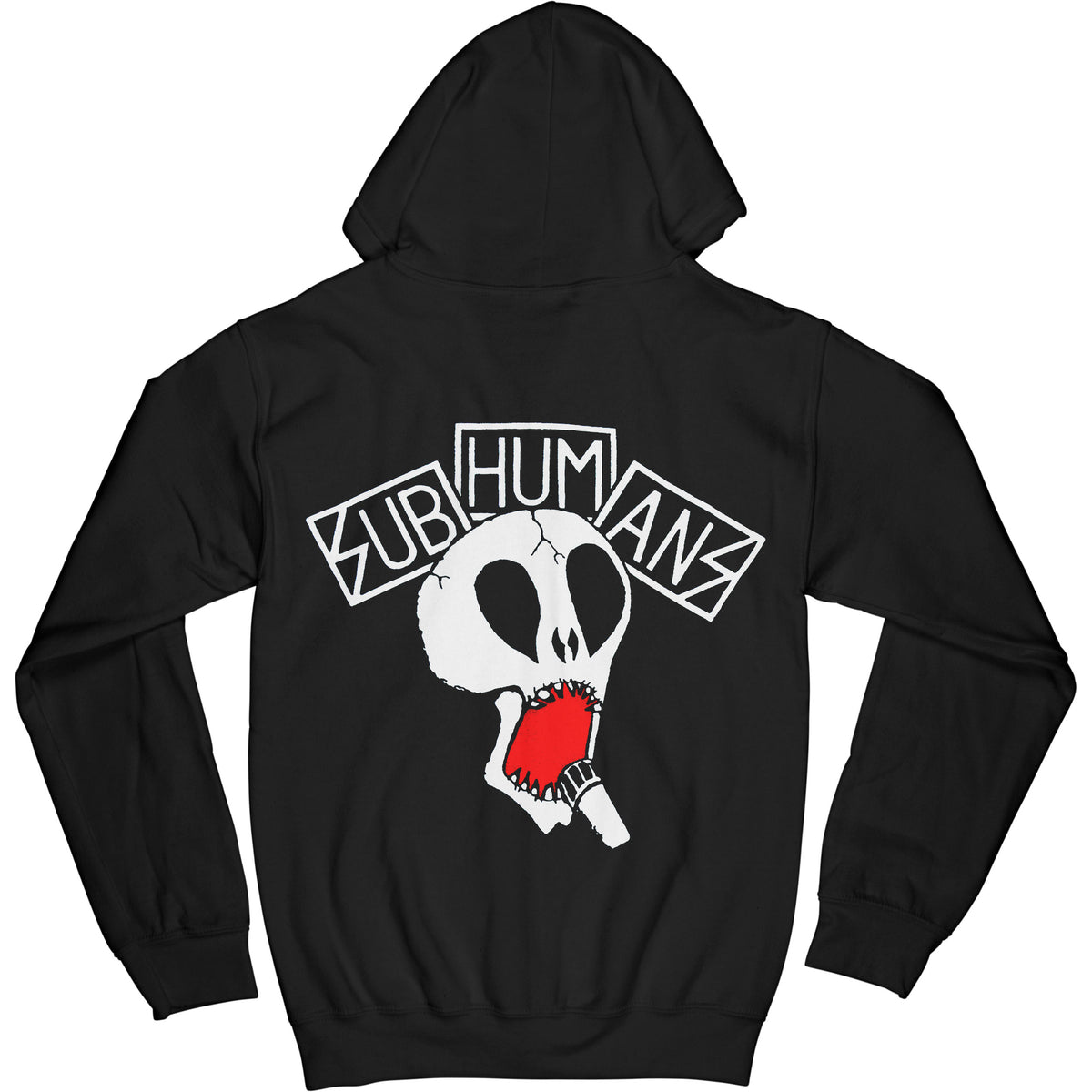 Subhumans Skull Zip Hoodie Zippered Hooded Sweatshirt Back