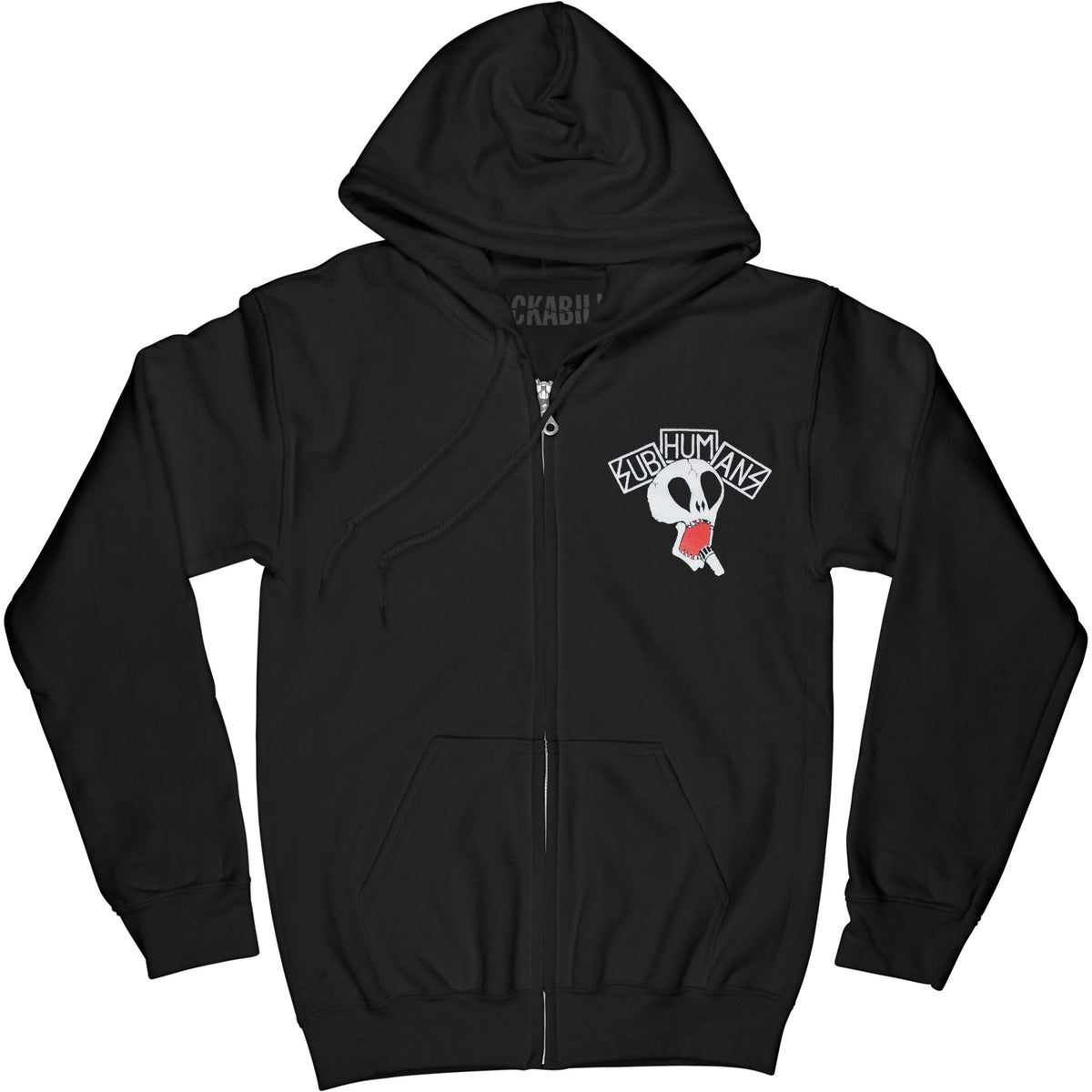 Subhumans Skull Zip Hoodie Zippered Hooded Sweatshirt Front
