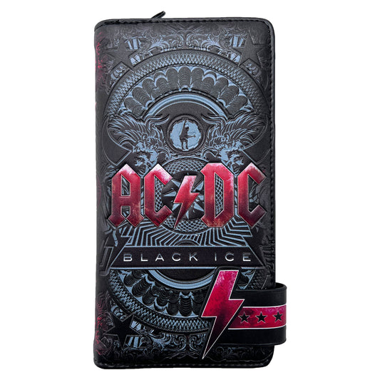 AC/DC Black Ice Embossed Purse 18.5cm Girls Wallet Front