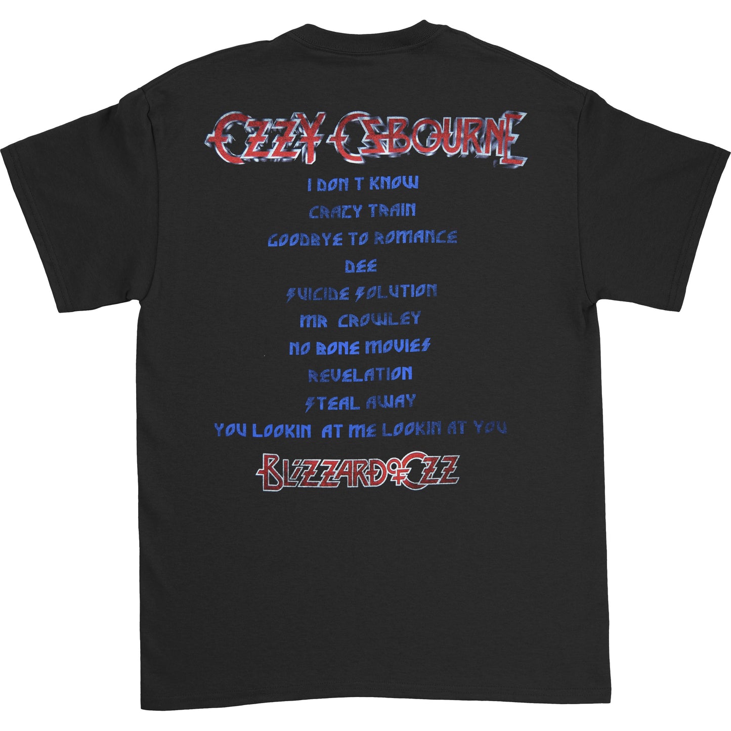 Ozzy Osbourne Blizzard of Ozz Track list (Back Print) Slim Fit T-shirt Back