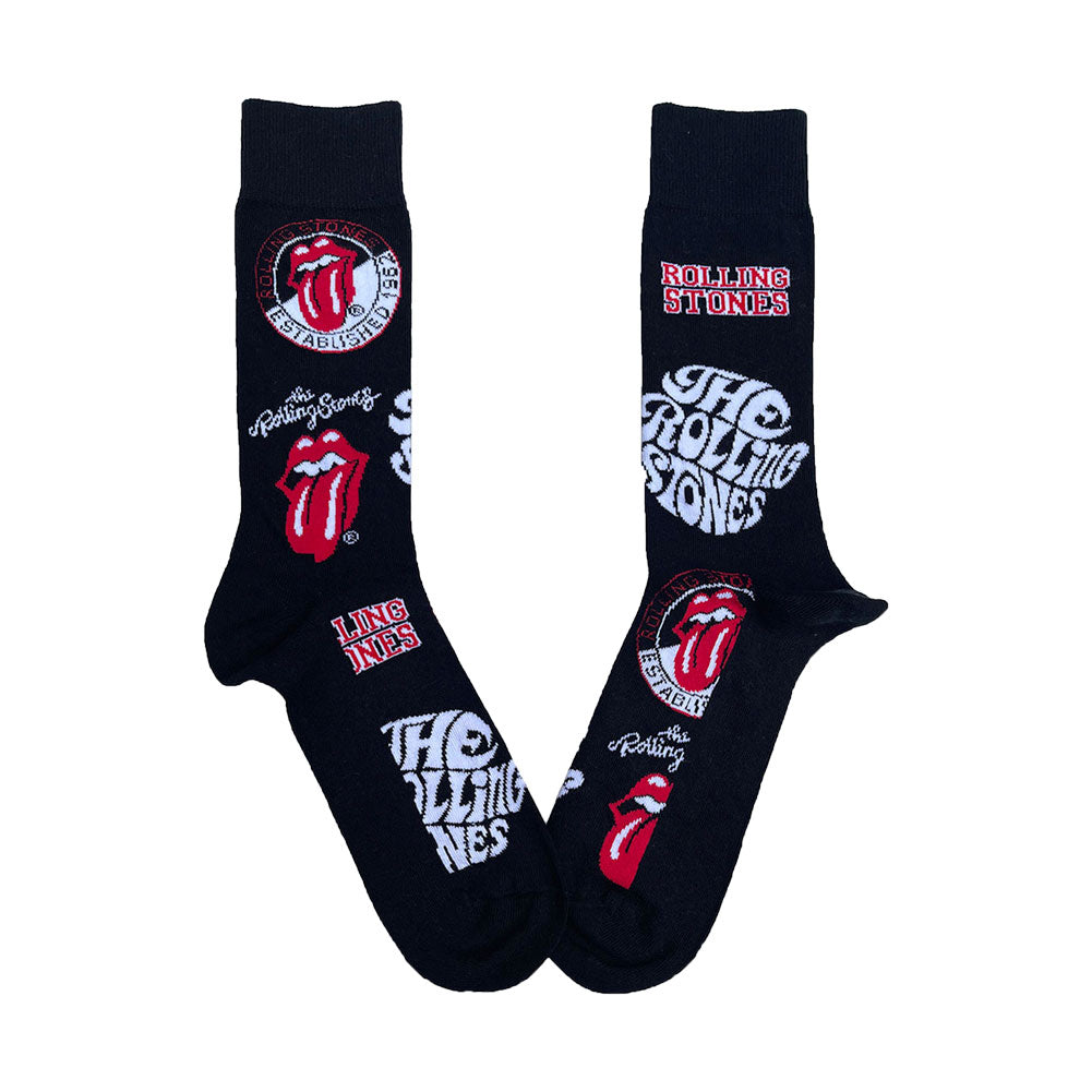 Rolling Stones Logos (US Men's Shoe Size 8 - 12) Socks Front