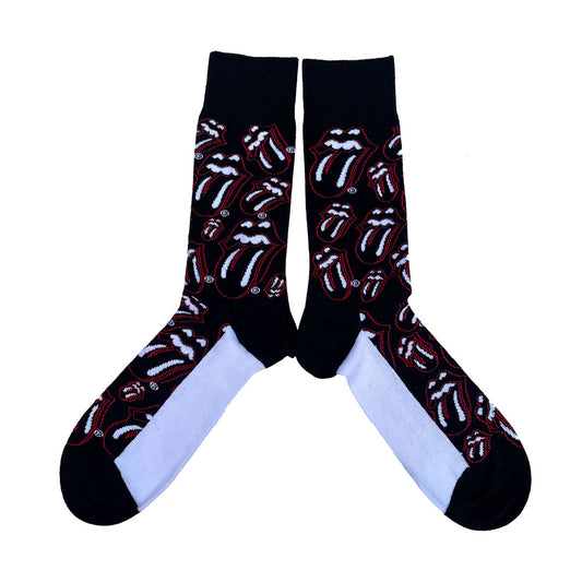 Rolling Stones Outline Tongues (US Men's Shoe Size 8 - 12) Socks Front