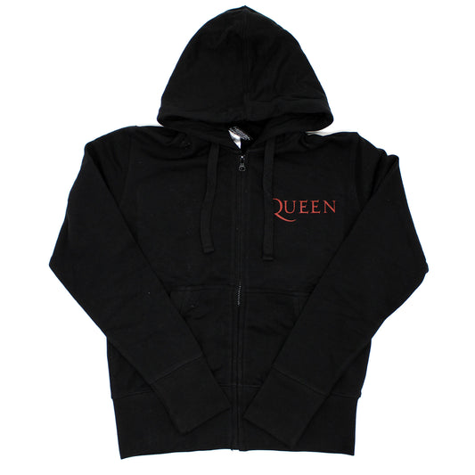 Queen Classic Crest (Back Print) Ladies Zipped Hoodie Junior Top Front