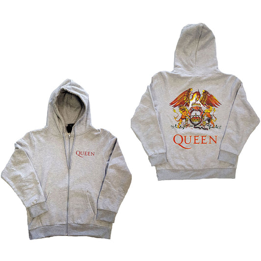 Queen Classic Crest (Back Print) Zippered Hooded Sweatshirt Front