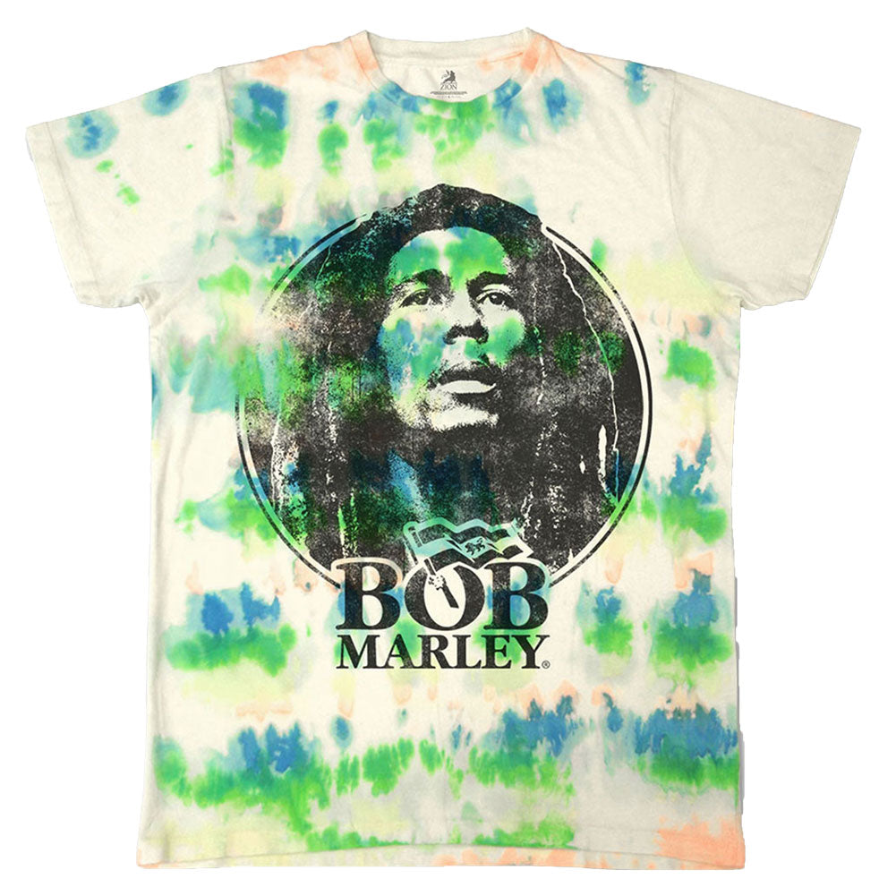 Bob Marley Black & White Logo (Dip-Dye) Tie Dye T-shirt Front