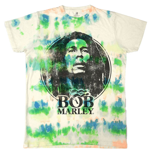 Bob Marley Black & White Logo (Dip-Dye) Tie Dye T-shirt Front
