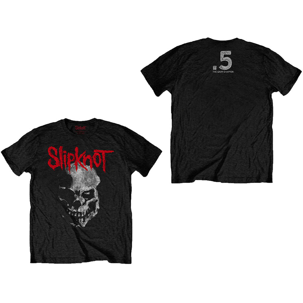 Slipknot Gray Chapter Skull (Back Print) Slim Fit T-shirt Front