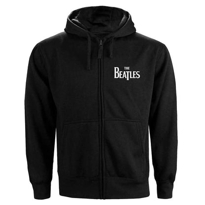 Beatles Drop T Logo (Back Print) Ladies Zipped Hoodie Junior Top