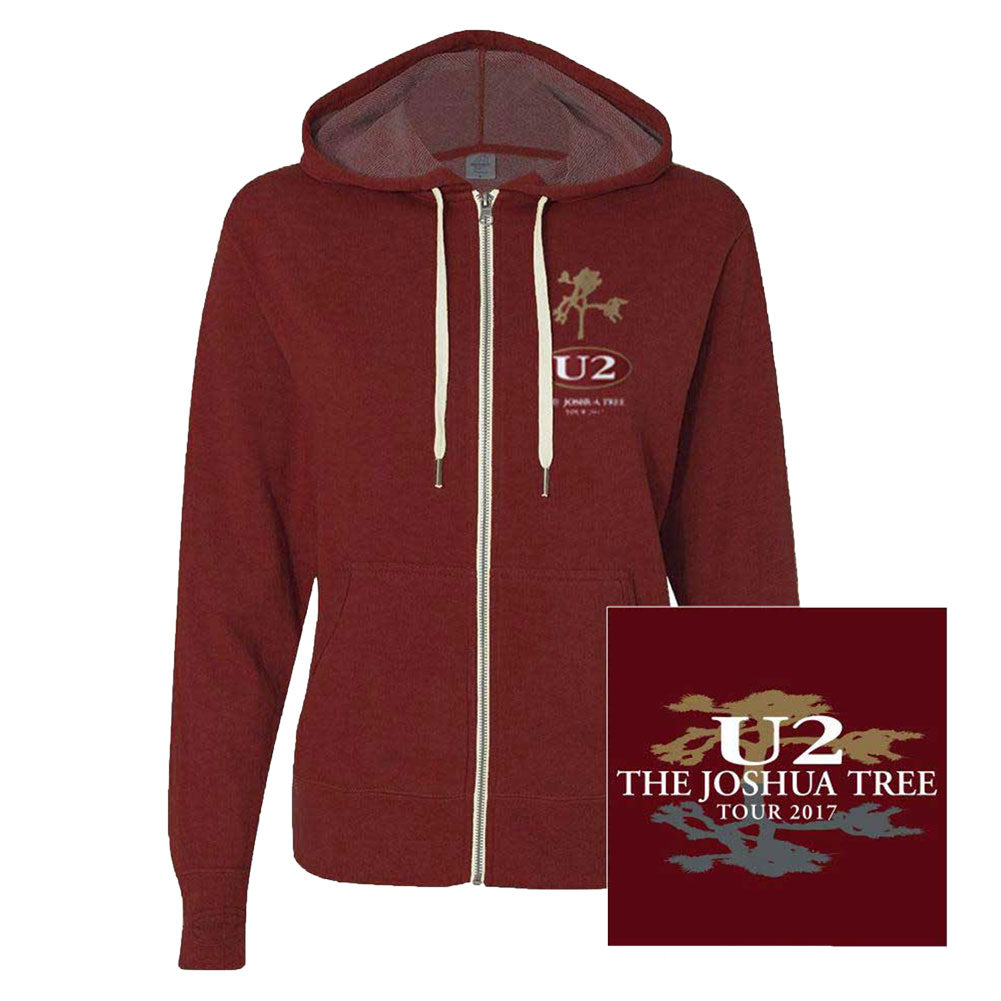 U2 Joshua Tree 2017 (Back Print) Zippered Hooded Sweatshirt Front