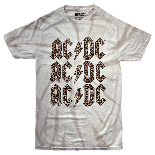 AC/DC Tan Spiral Wash Tie Dye T-shirt Front