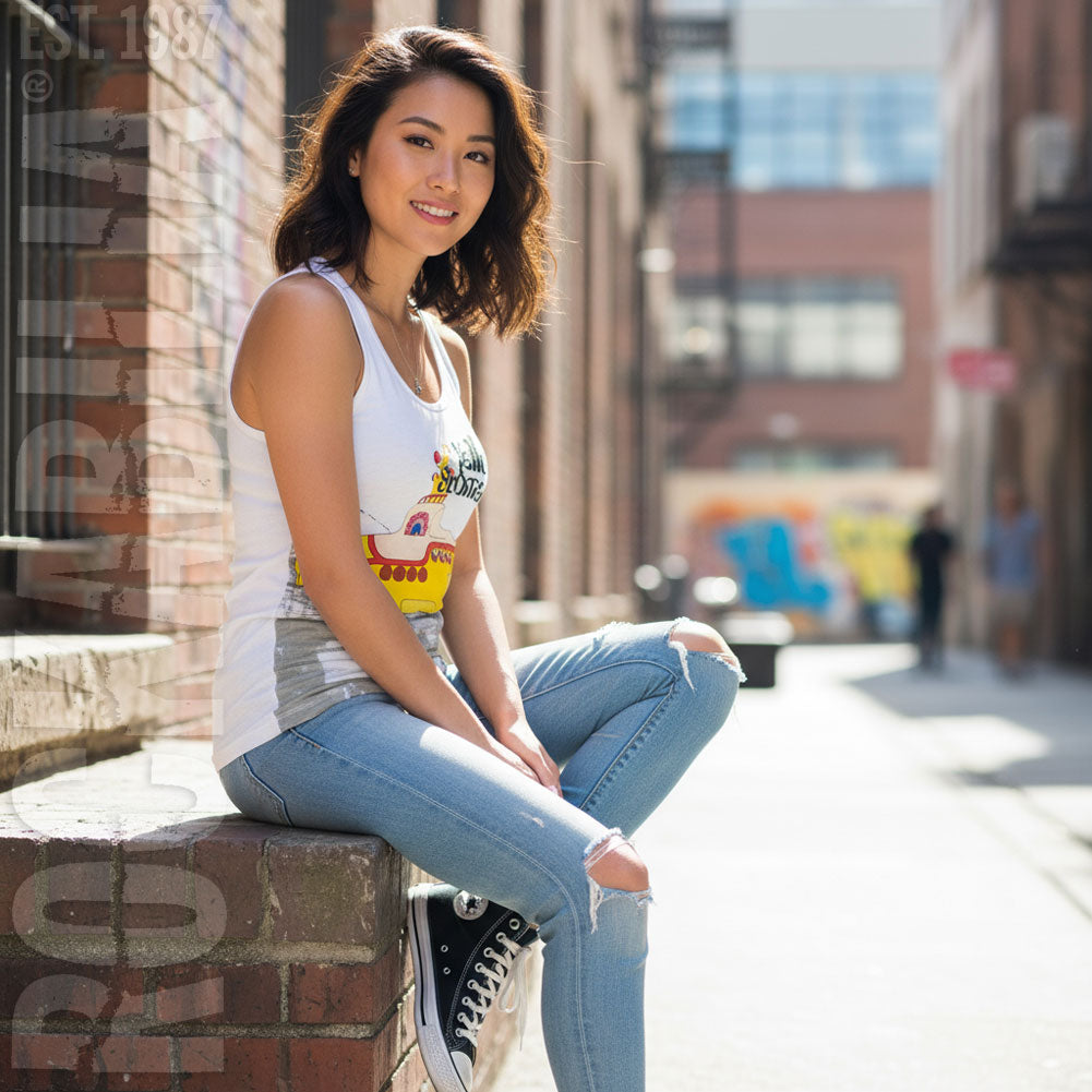 Yellow Submarine & Brollies Womens Tank