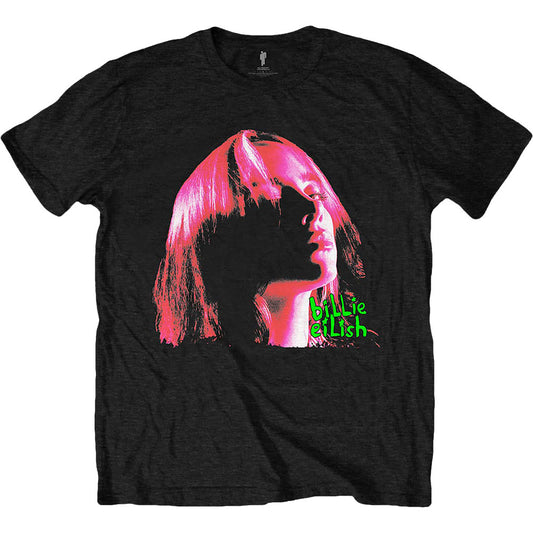Billie Eilish Neon Shadow Pink Slim Fit T-shirt Front