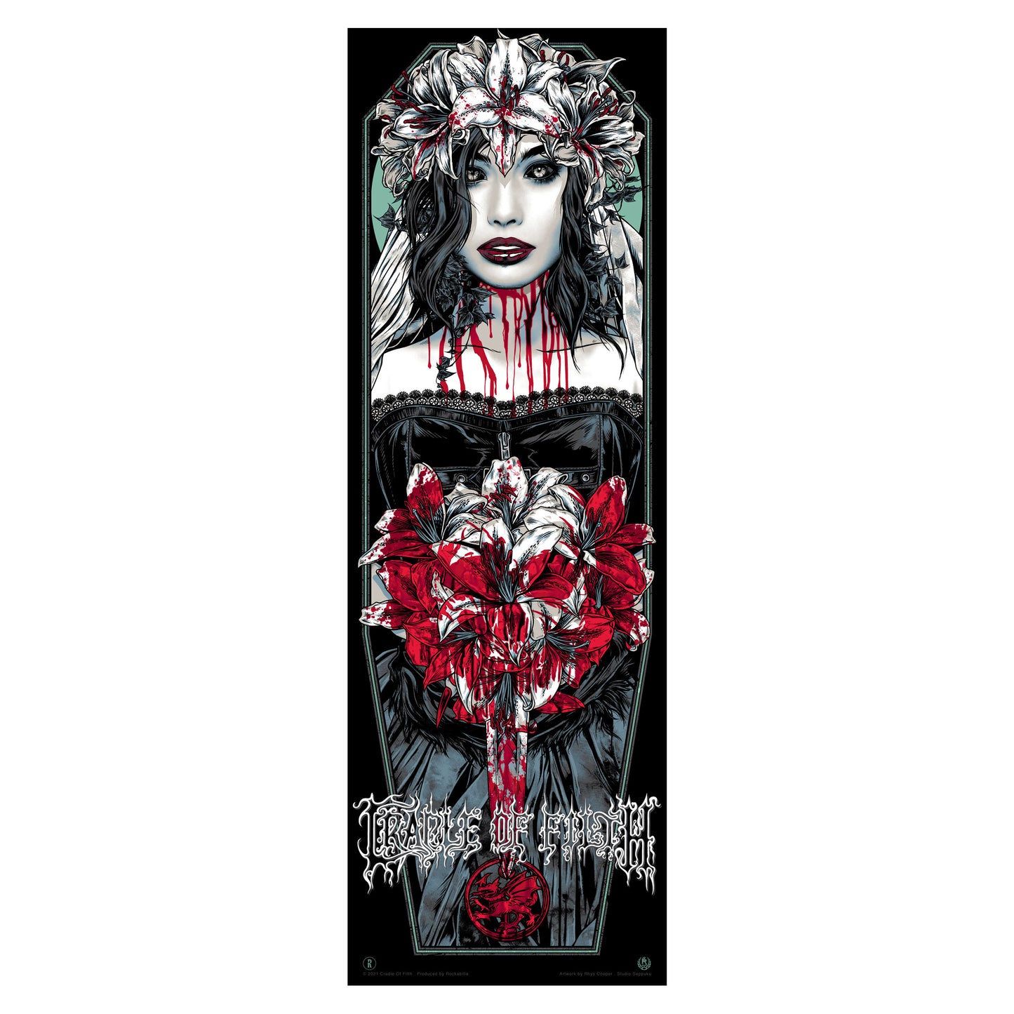 Cradle Of Filth Bride (Green) by Rhys Cooper Limited Screenprint Front