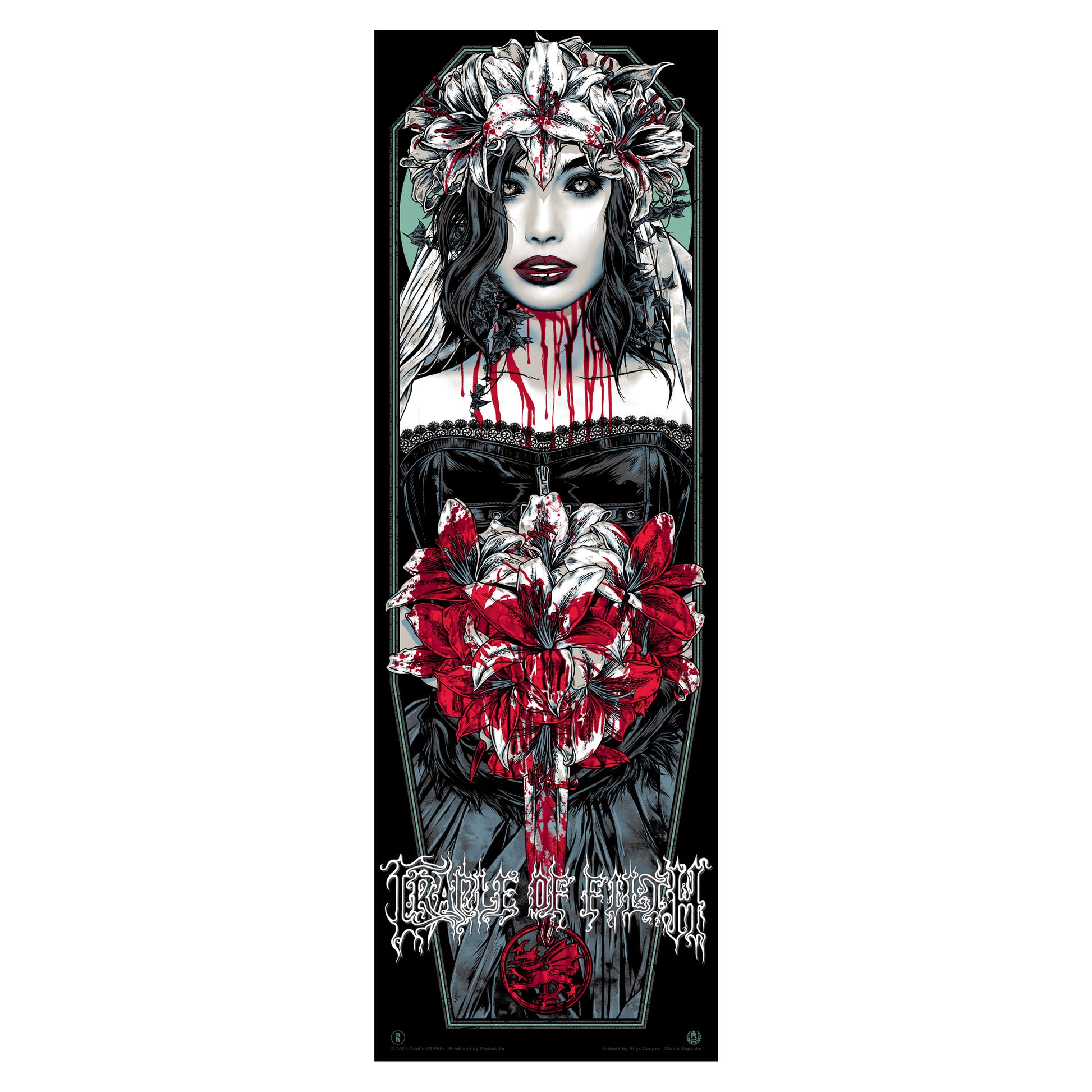 Cradle Of Filth Bride (Green) by Rhys Cooper Limited Screenprint Front
