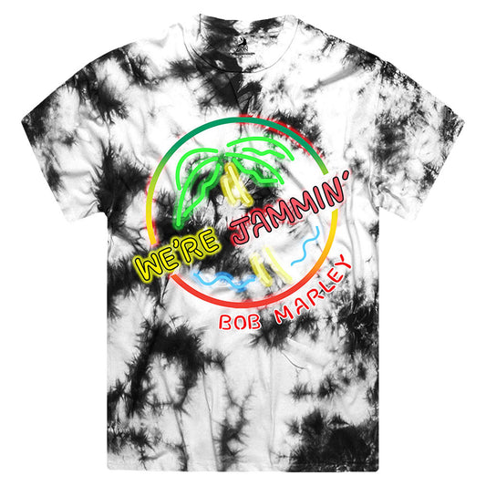 Bob Marley Neon Sign (Dip-Dye) Tie Dye T-shirt Front