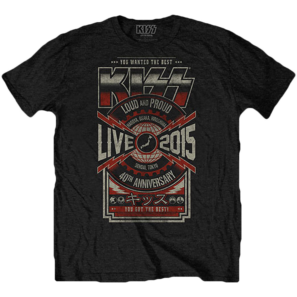 KISS Japan Live 2015 (Back Print) Slim Fit T-shirt Front