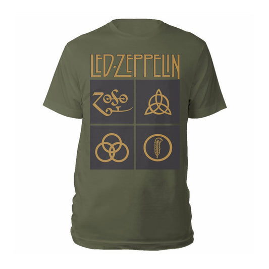 Led Zeppelin Gold Symbols & Black Squares T-shirt Front