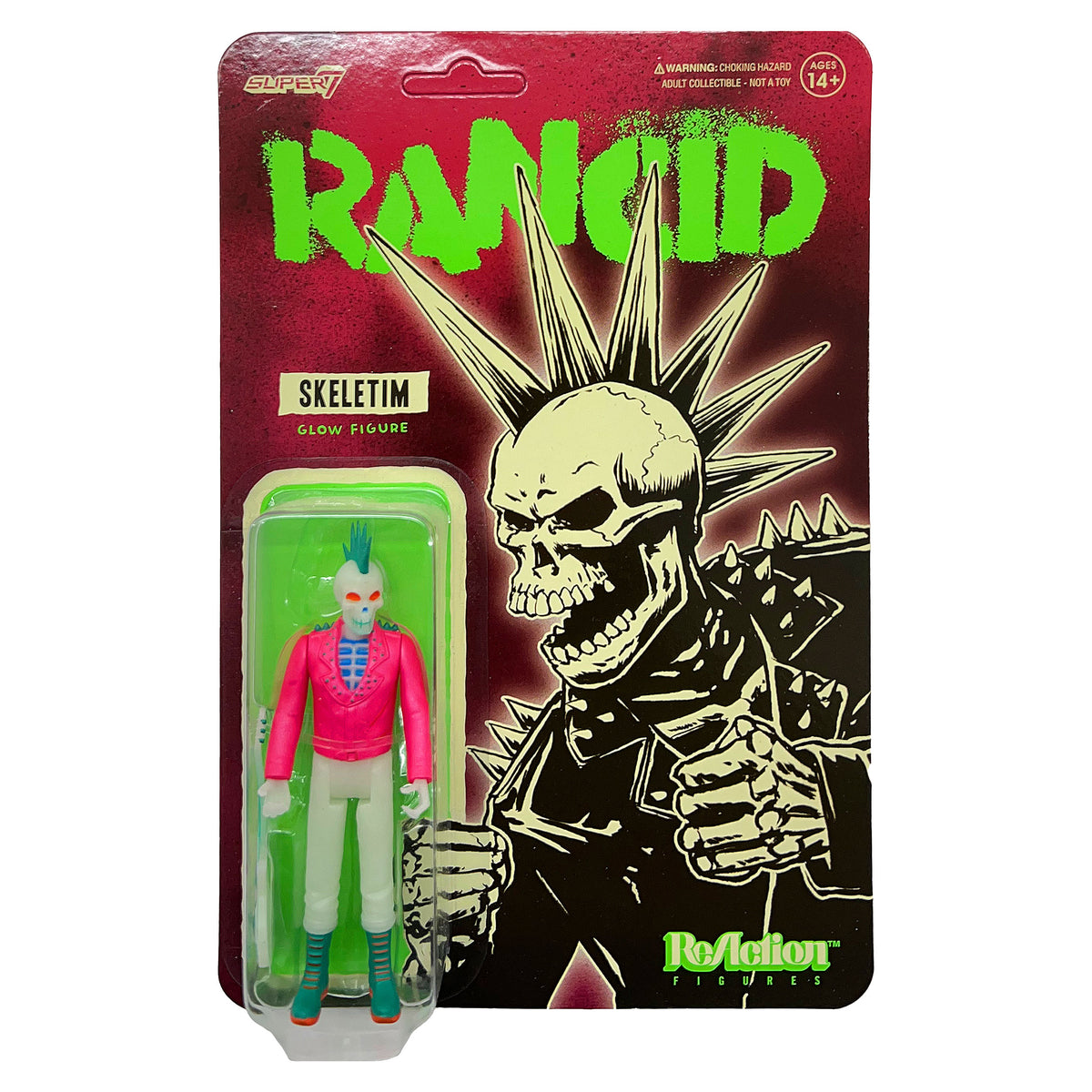 Rancid Super7 Skeletim (Glow) 3.75" ReAction Figure Action Figure Front