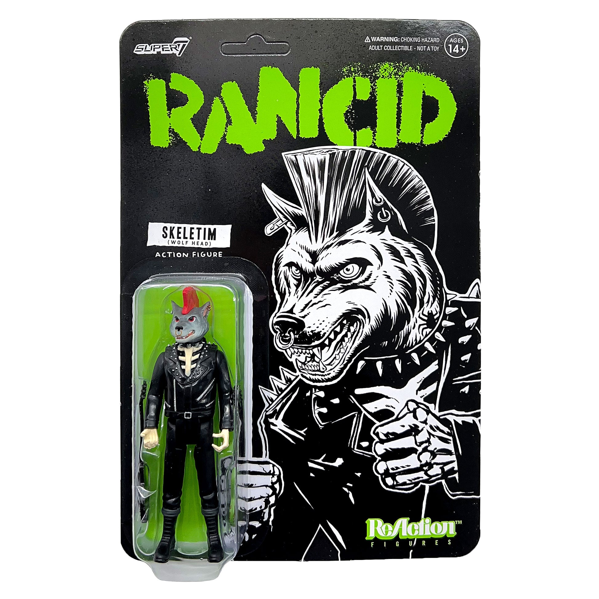 Rancid Super7 Skeletim (Wolf Head) 3.75" ReAction Figure Action Figure Front