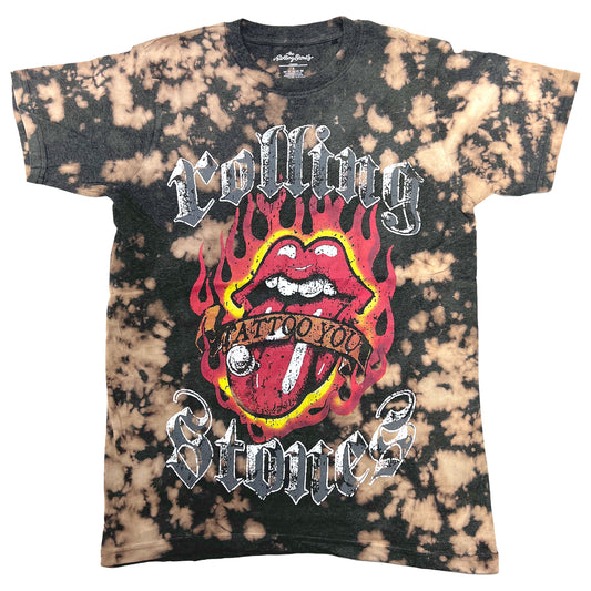 Rolling Stones Tattoo Flames (Dip-Dye) Tie Dye T-shirt Front