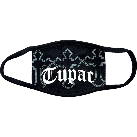 Tupac Logo & Crosses Face Mask Front