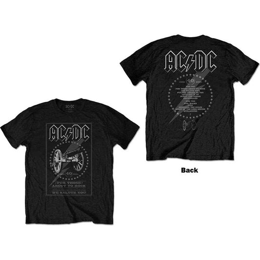 AC/DC FTATR 40th Monochrome (Back Print) Slim Fit T-shirt Front