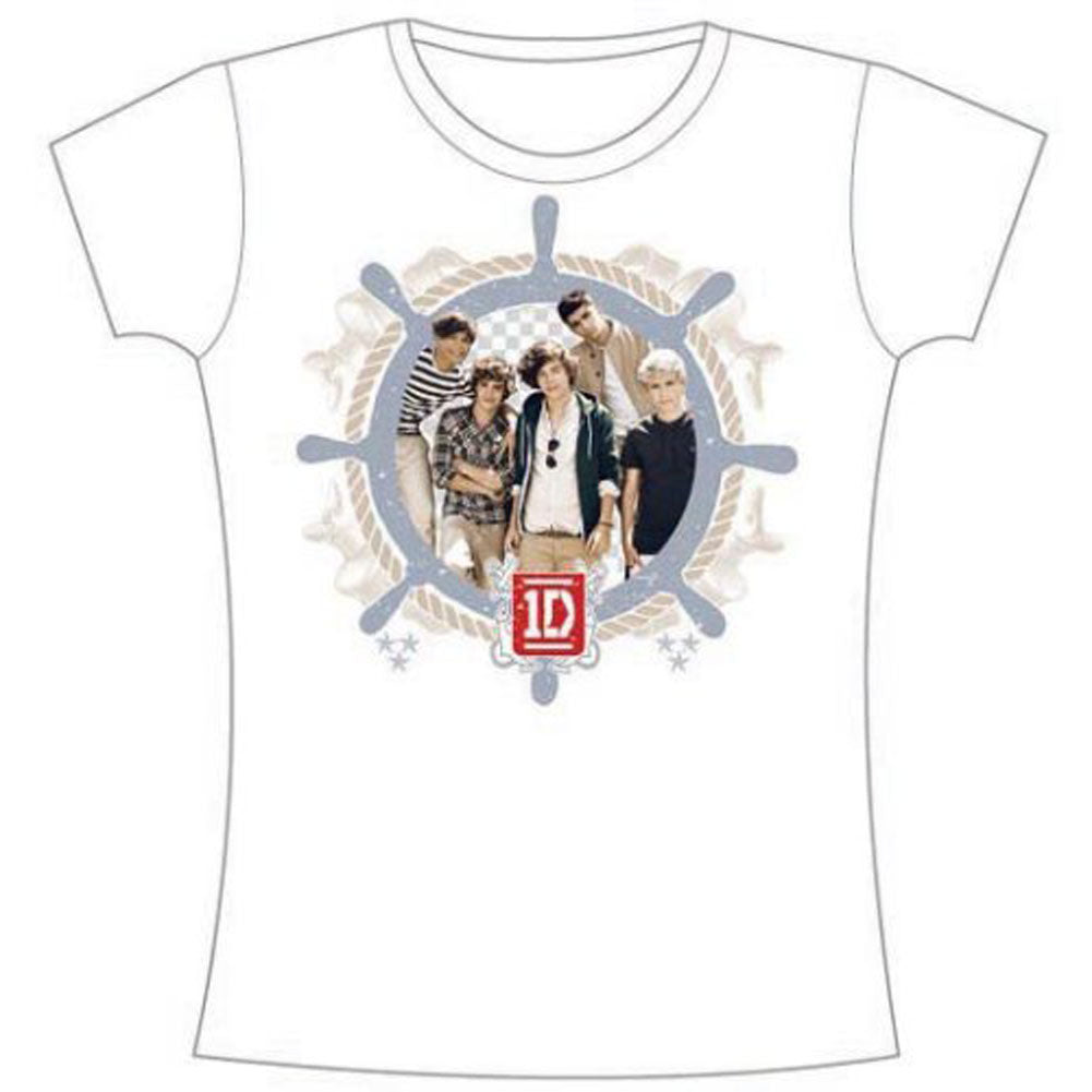 One Direction Nautical (Skinny Fit) Ladies T-Shirt Junior Top Front