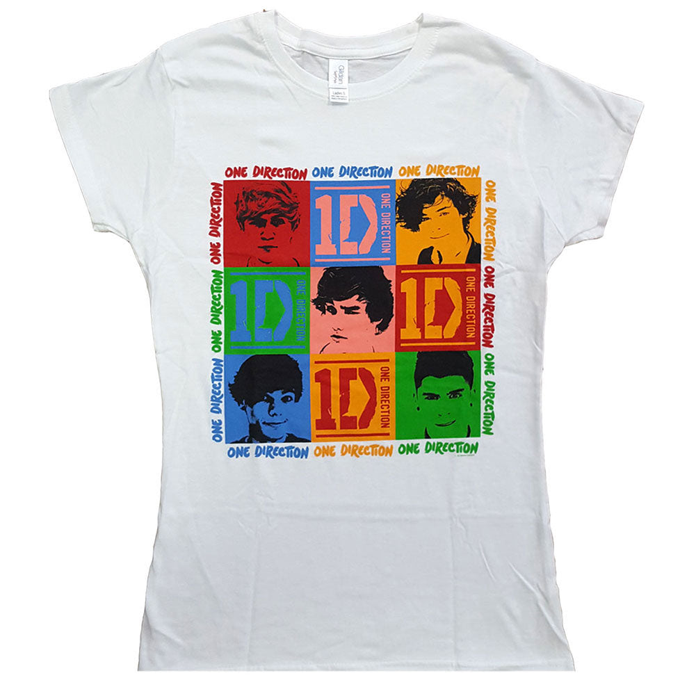 One Direction 9 Squares (Skinny Fit) Ladies T-Shirt Junior Top Front