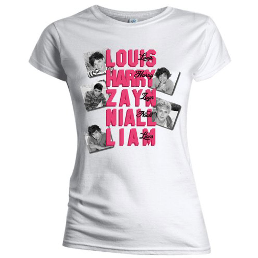 One Direction Names (Skinny Fit) Ladies T-Shirt Junior Top Front