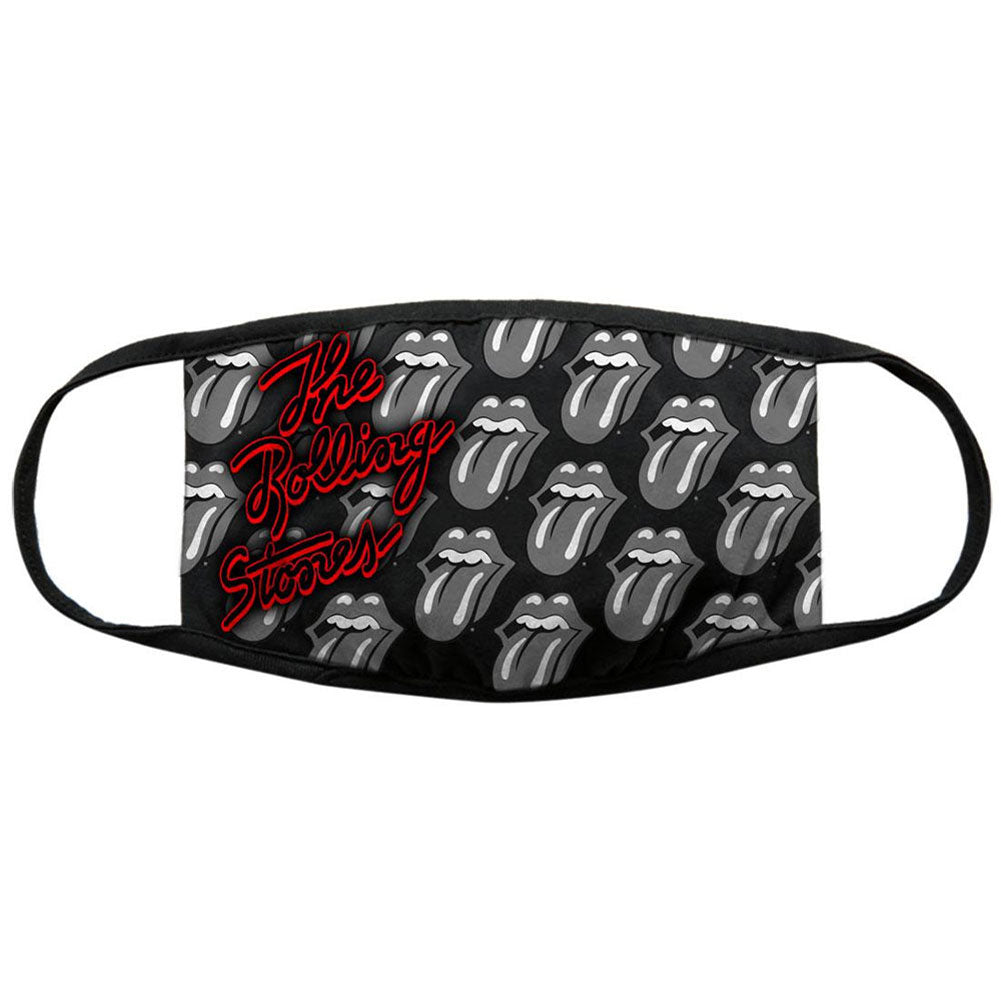Rolling Stones B&W Tongues Face Mask Front