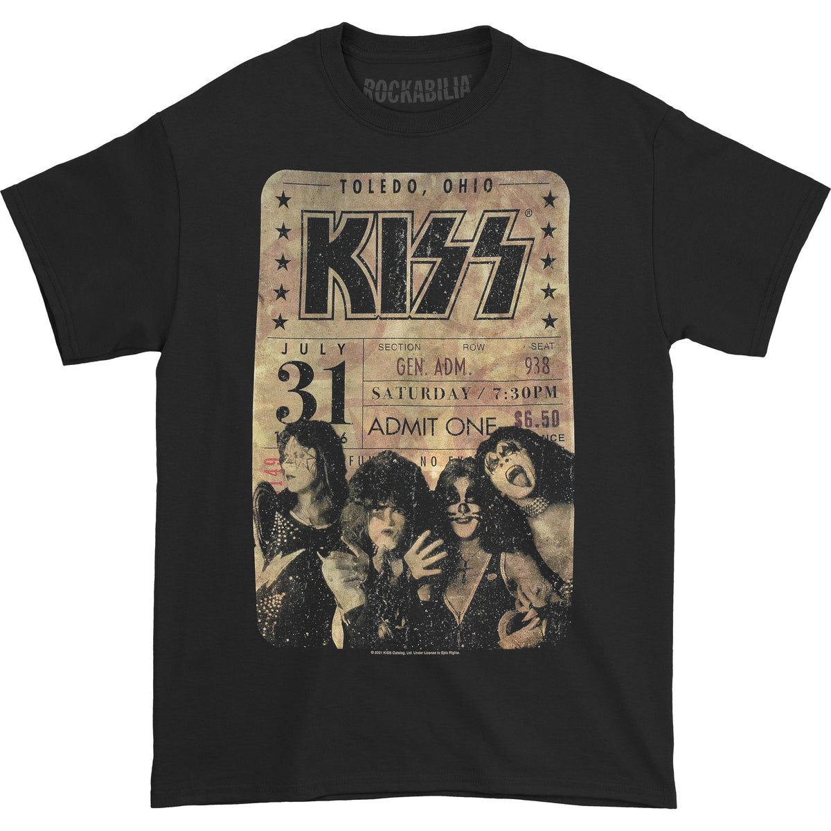 KISS Concert Ticket Slim Fit T-shirt Front