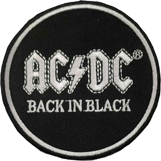 AC/DC Back In Black Circle Embroidered Patch Front